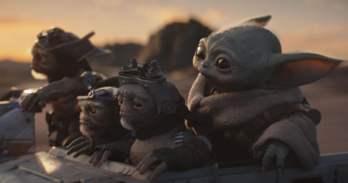 baby yoda e altri piccoli amici volano in the mandalorian and grogu - nerdface