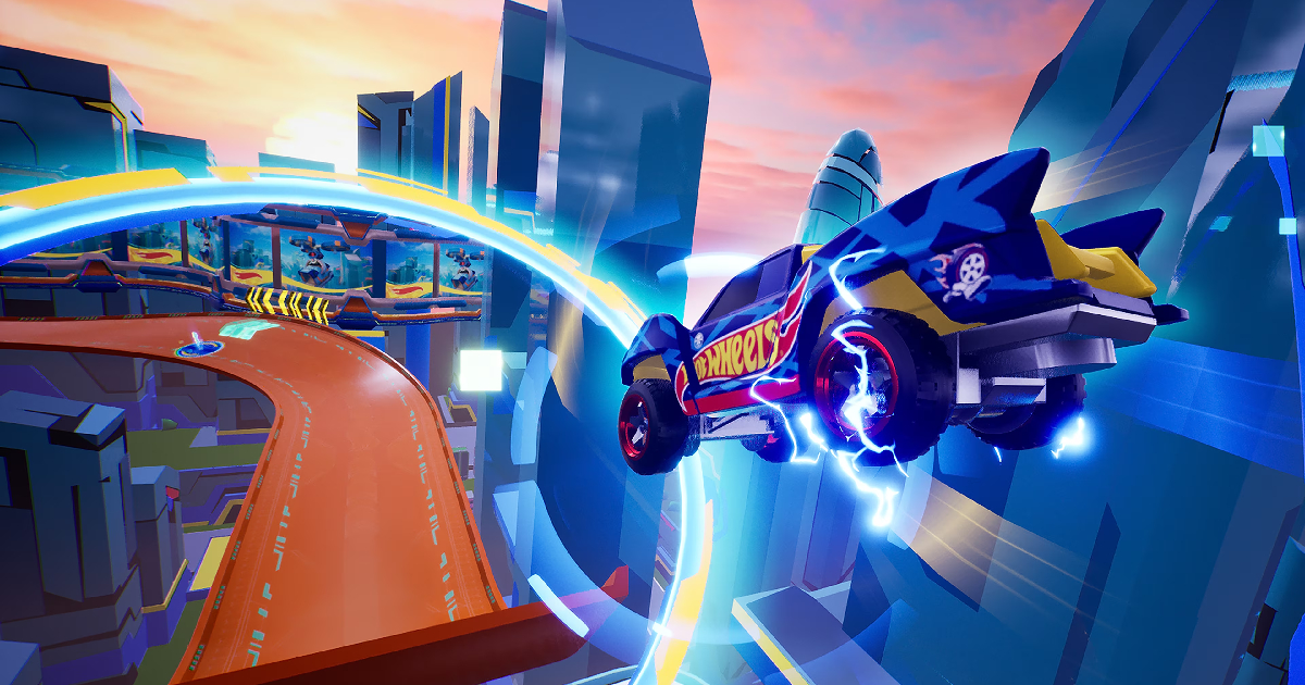 le auto sulla pista arancione di hot wheels let's race ultimate speed - nerdface