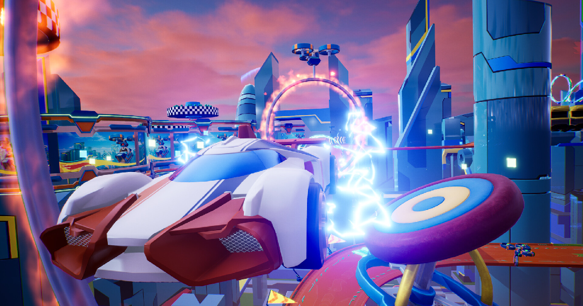 le auto sulla pista arancione di hot wheels let's race ultimate speed - nerdface