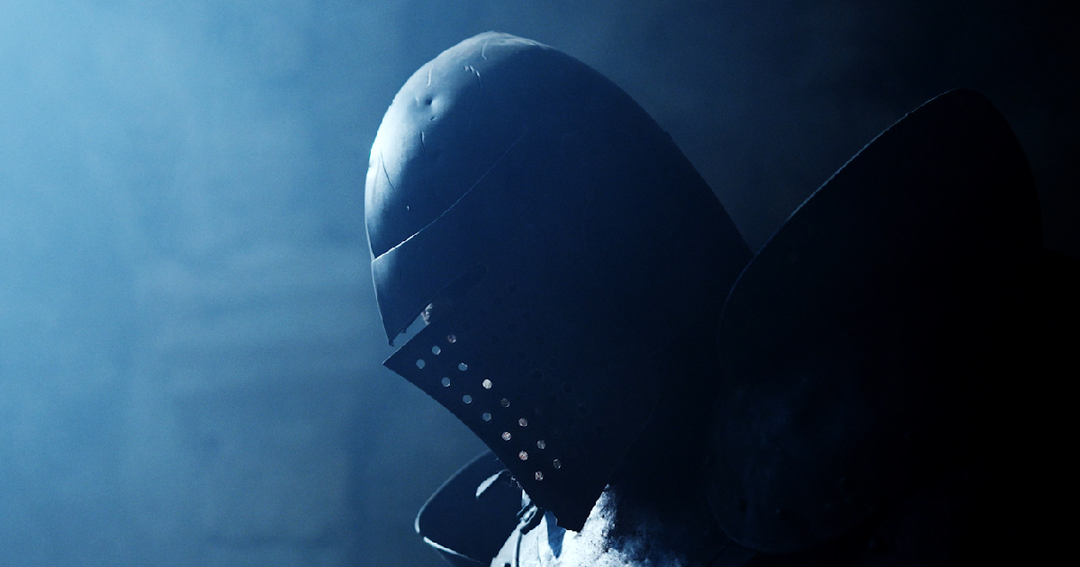 un cavaliere in armatura ha il capo chino in juggernaut - nerdface