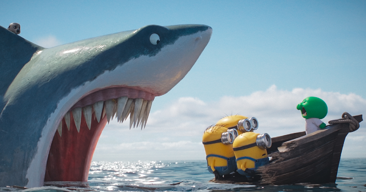 in minions & monsters i gialli sono inseguiti da uno squalo - nerdface