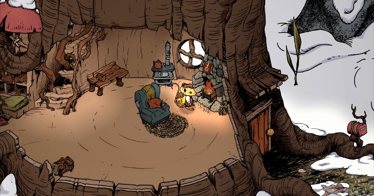 il topolino nella sua tana nel gioco winter burrow - nerdface