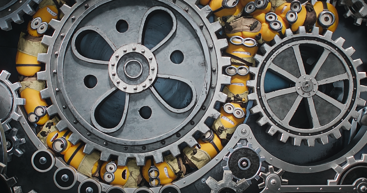 in minions & monsters i gialli sono dentro a un ingranaggio come charlie chaplin in tempi moderni - nerdface