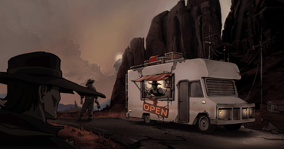 Due pistoleri si muovo attorno a al camper laboratorio - nerdface