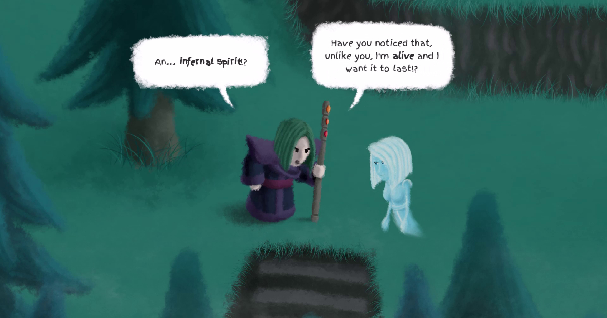 il negromante di necro story parla con uno spirito - nerdface