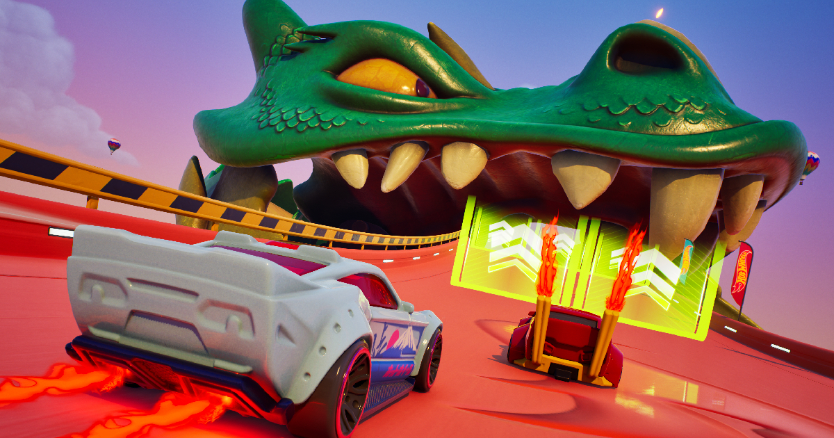 una hot wheels sta finendo nella bocca di un drago in infinite rush - nerdface