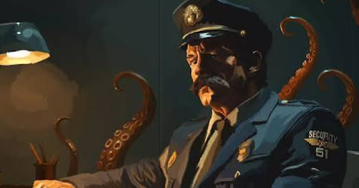 il protagonista di security 51 nella sua postazione di lavoro - nerdface