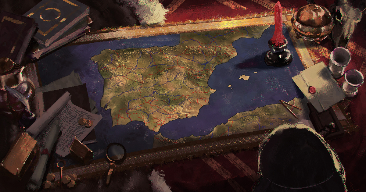 la mappa della spagna di crown of hispania - nerdface
