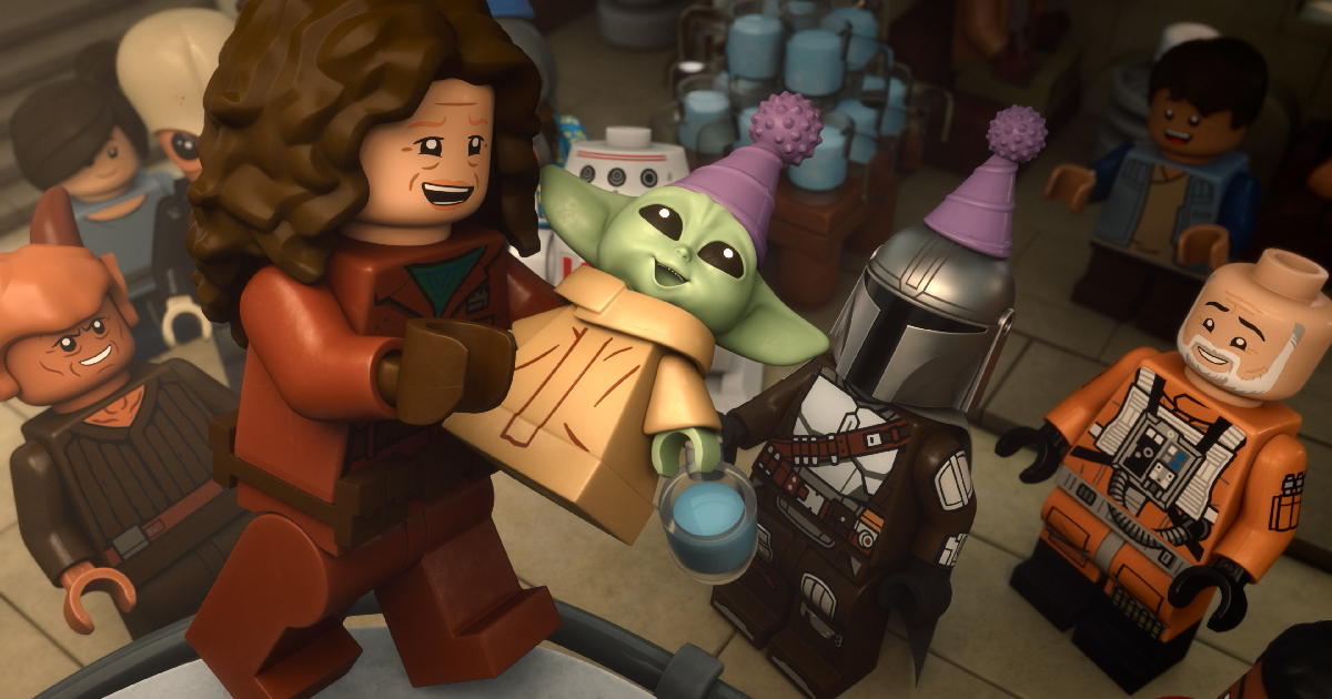 i personaggi di lego the mandalorian festeggiano un non compleanno - nerdface