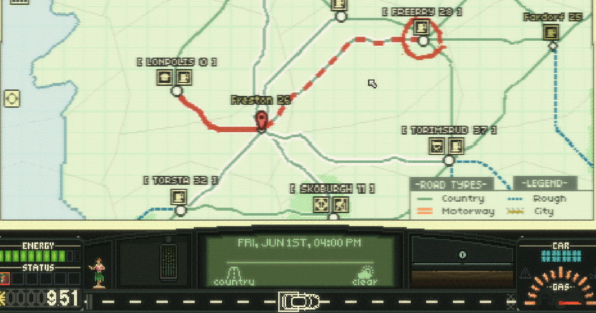 una scena di gioco di keep driving - nerdface